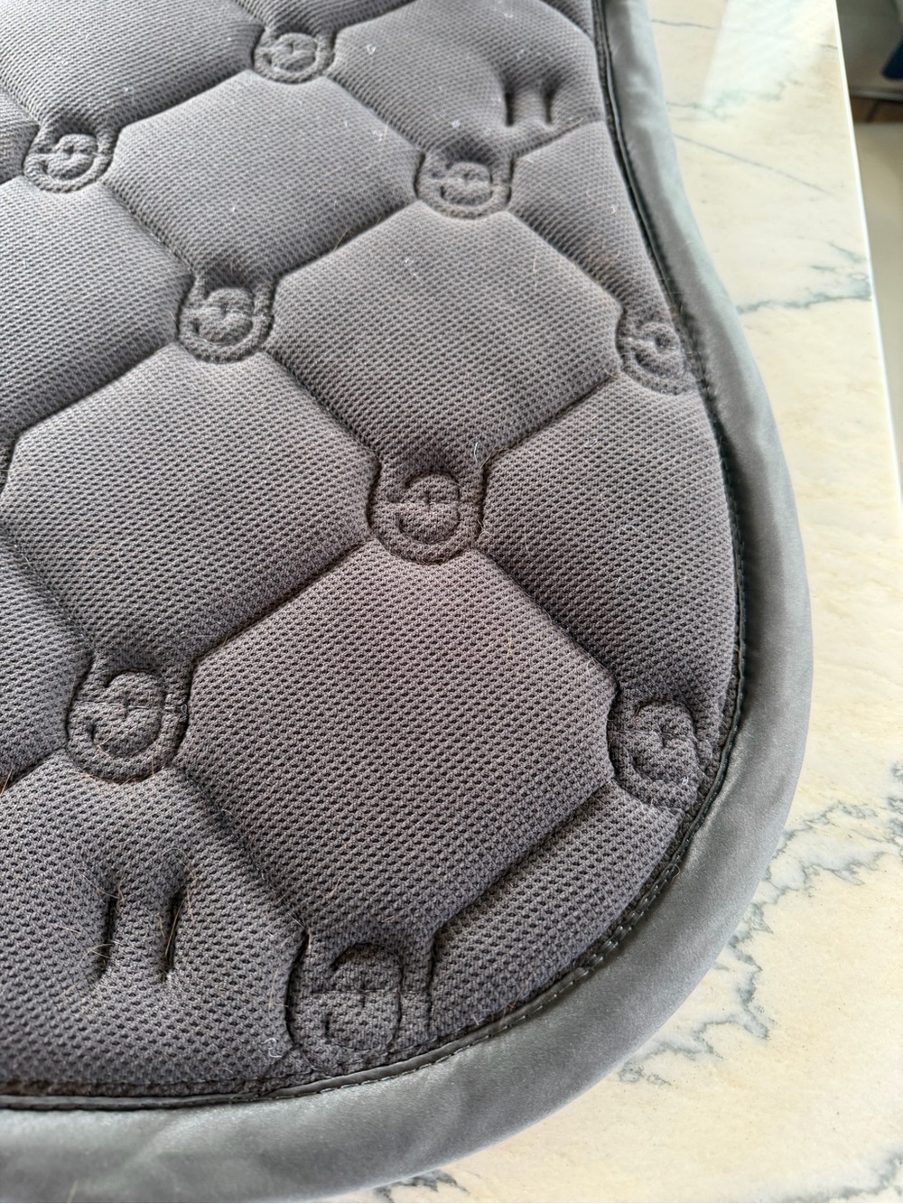 Equestrian Stockholm Quilted Saddle Pad in Dark Grey with Rose Gold Trim - Picture 11 of 14